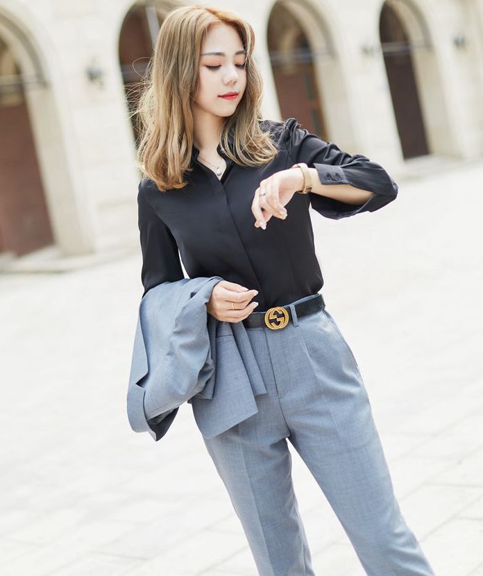 女西服订做天津女西装定制   面试天津西服灰色女西服厂家